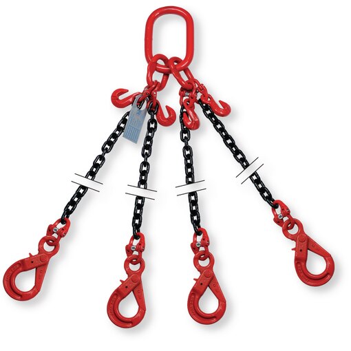Elingue de levage chaîne Ø 8 mm 4 brins, 3 m avec crochet raccourcisseur